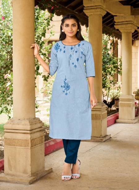 Baanvi Sitara 1 Embroidery Cotton Ethnic Wear Latest Kurti With Pant Collection